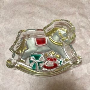 Mikasa Reverse Painting Christmas Rocking Horse Candy Dish 7.5”